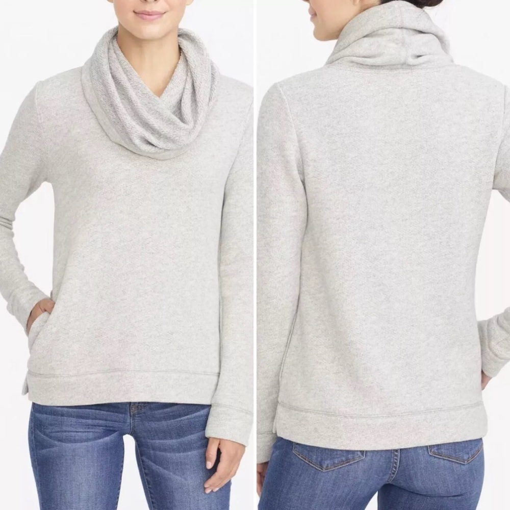 J‎ Crew NWT Women’s XS Heather Gray Funnel Neck Pocket Hoodie Hooded Sweater